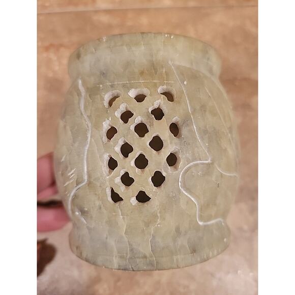 Carved soapstone votive tealight candle holder, 3" Made In India NuTrendz - Picture 3 of 7